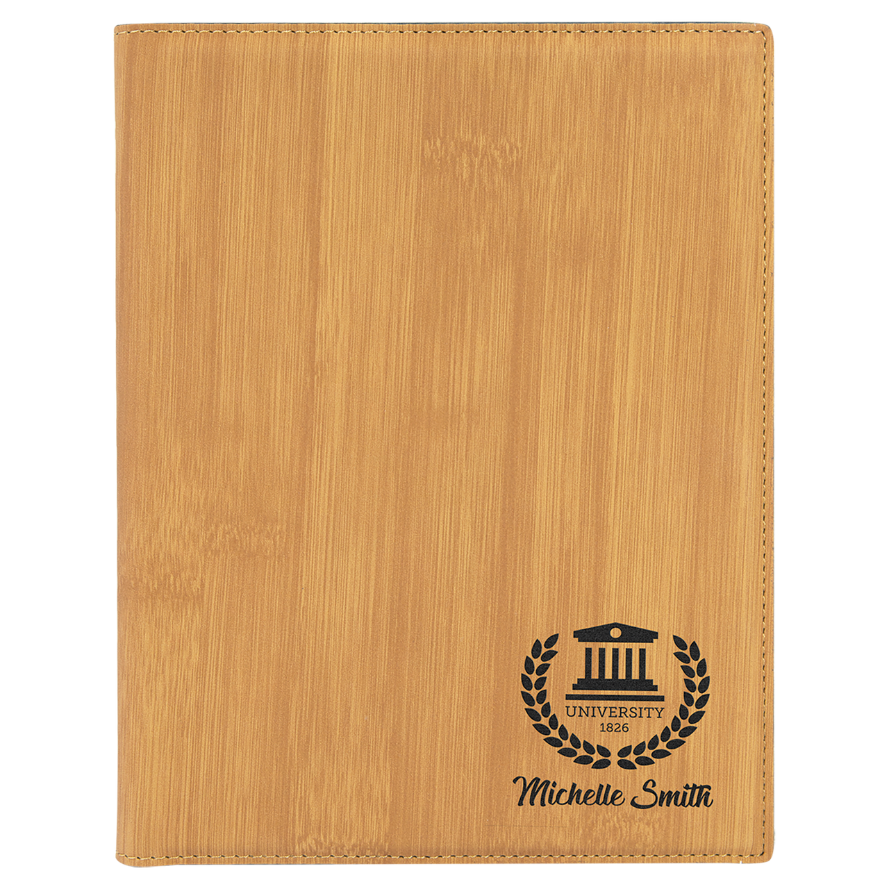 7" x 9" Dark Brown Laserable Leatherette Small Portfolio with Notepad