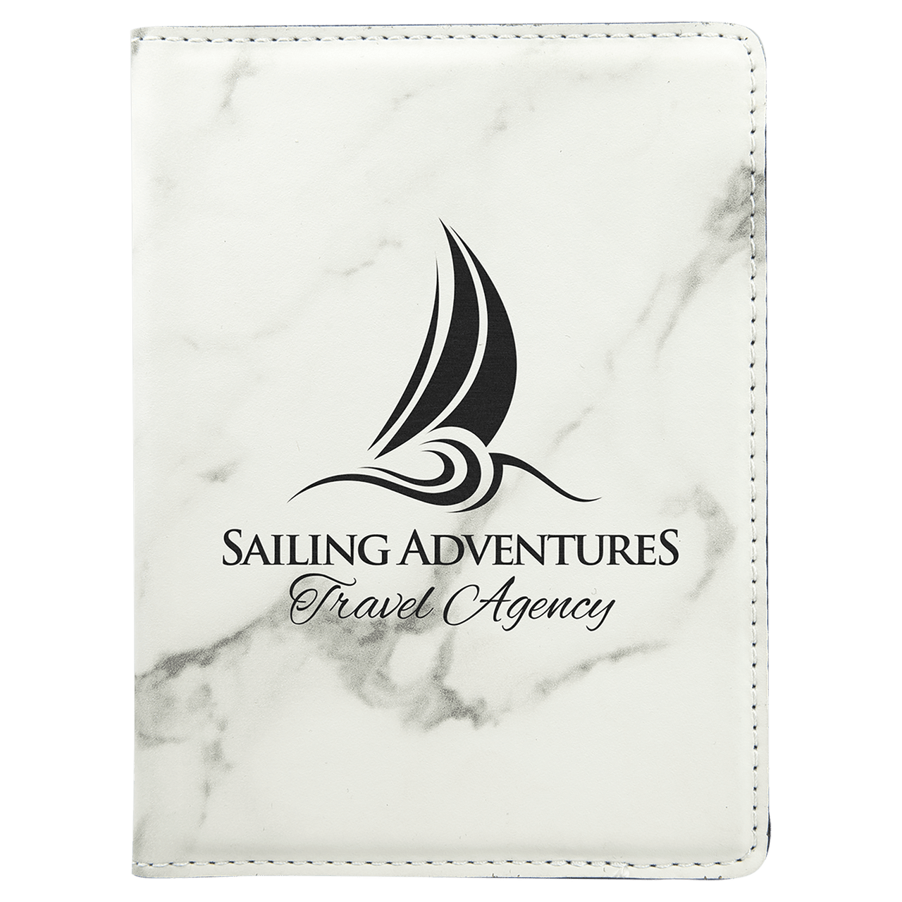 4 1/4" x 5 1/2" Black/Silver Laserable Leatherette Passport Holder