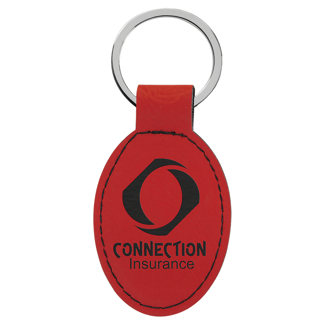 3" x 1 3/4" Dark Brown Laserable Leatherette Oval Keychain