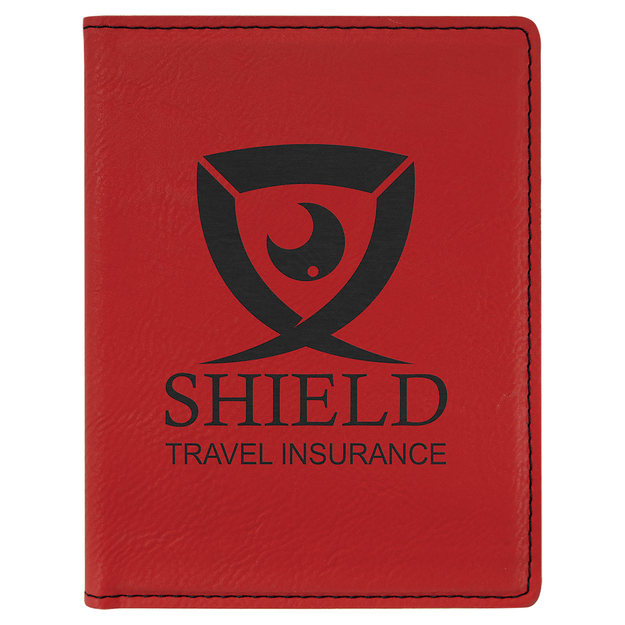 4 1/4" x 5 1/2" Black/Silver Laserable Leatherette Passport Holder