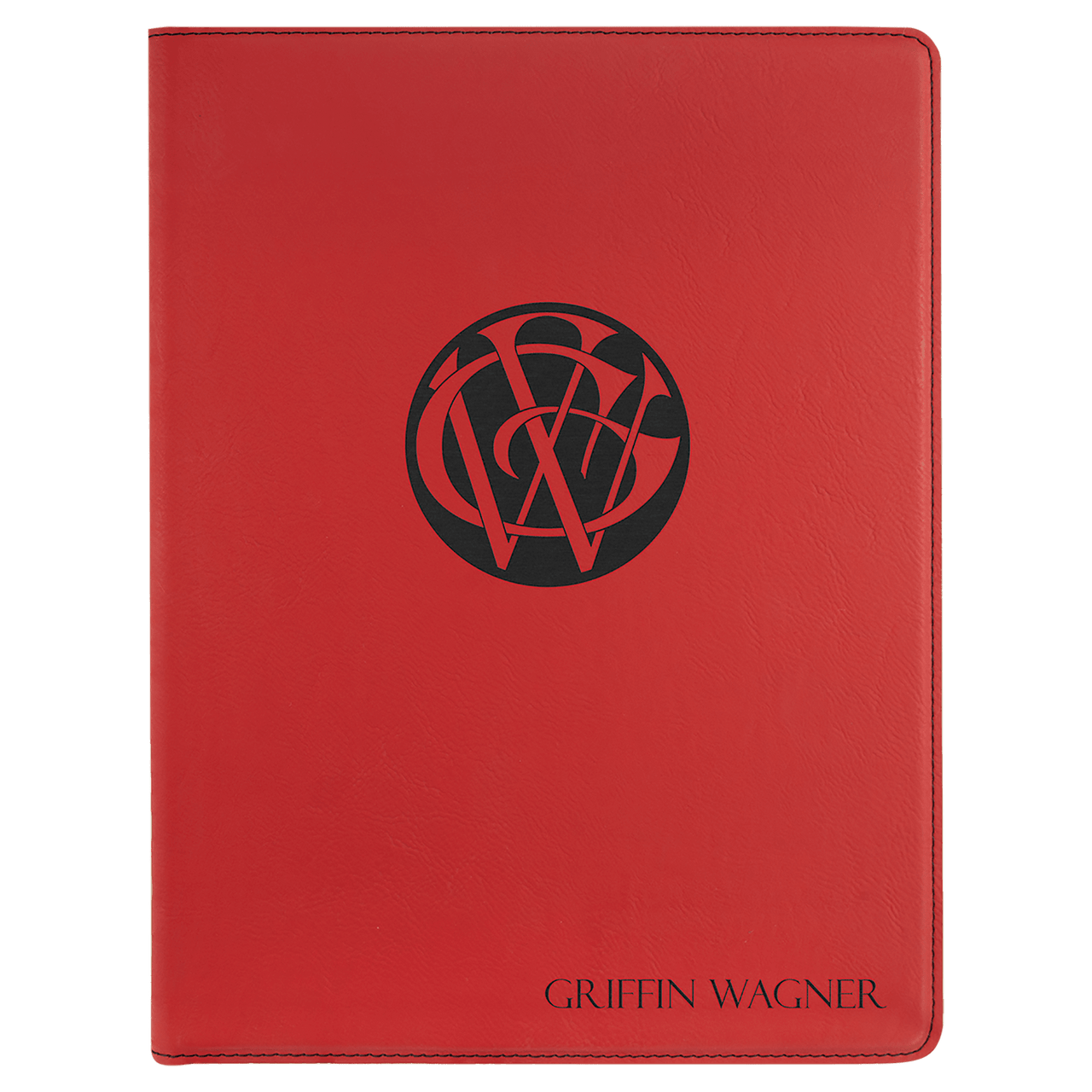 9 1/2" x 12" Pink Laserable Leatherette Portfolio with Notepad