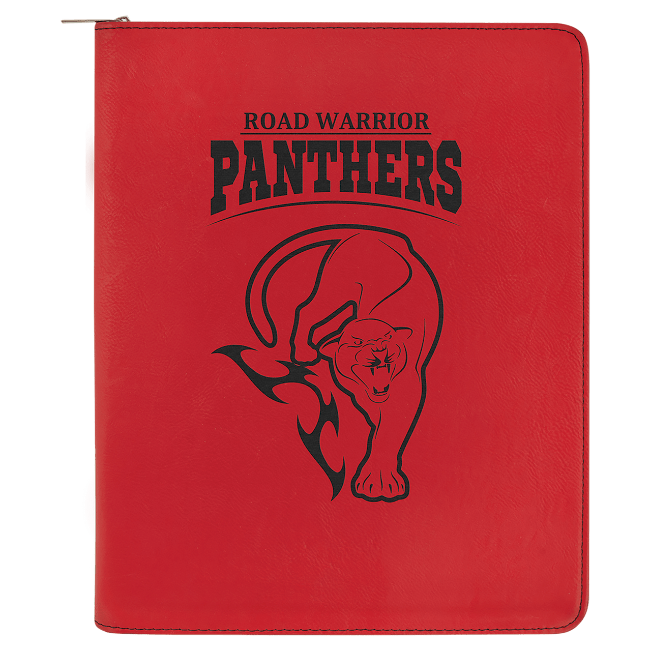 9 1/2" x 12" Dark Brown with Zipper Laserable Leatherette Portfolio with Notepad