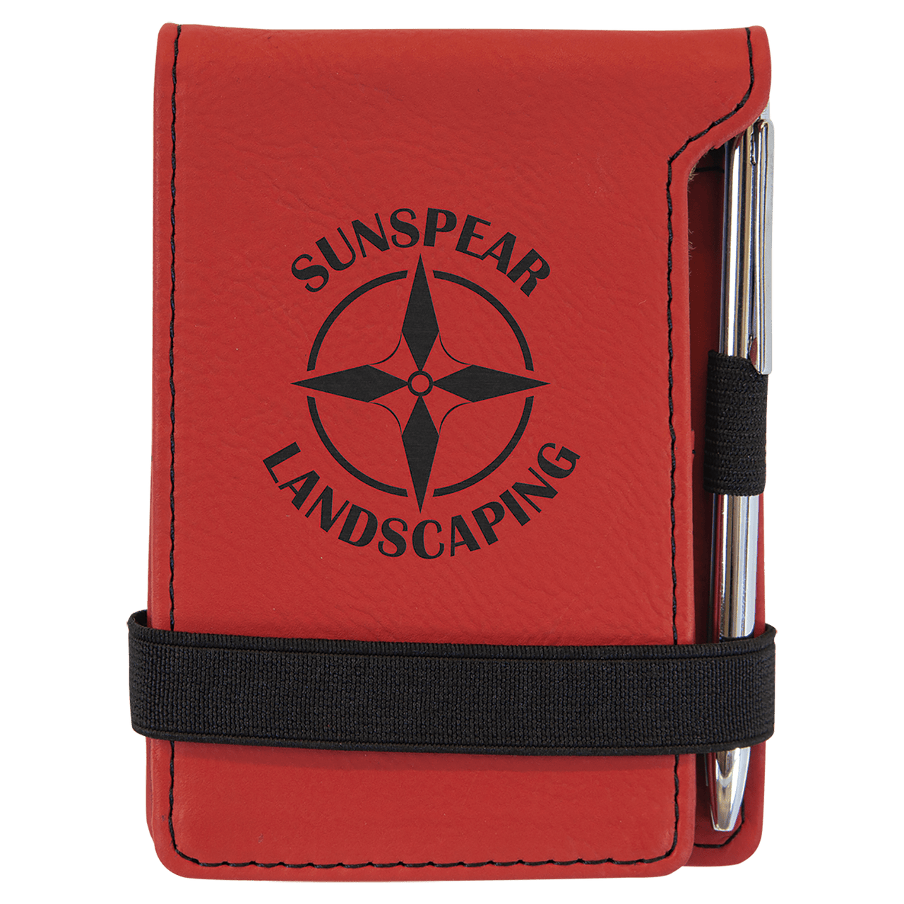3 1/4" x 4 3/4" Rawhide Laserable Leatherette Mini Notepad with Pen