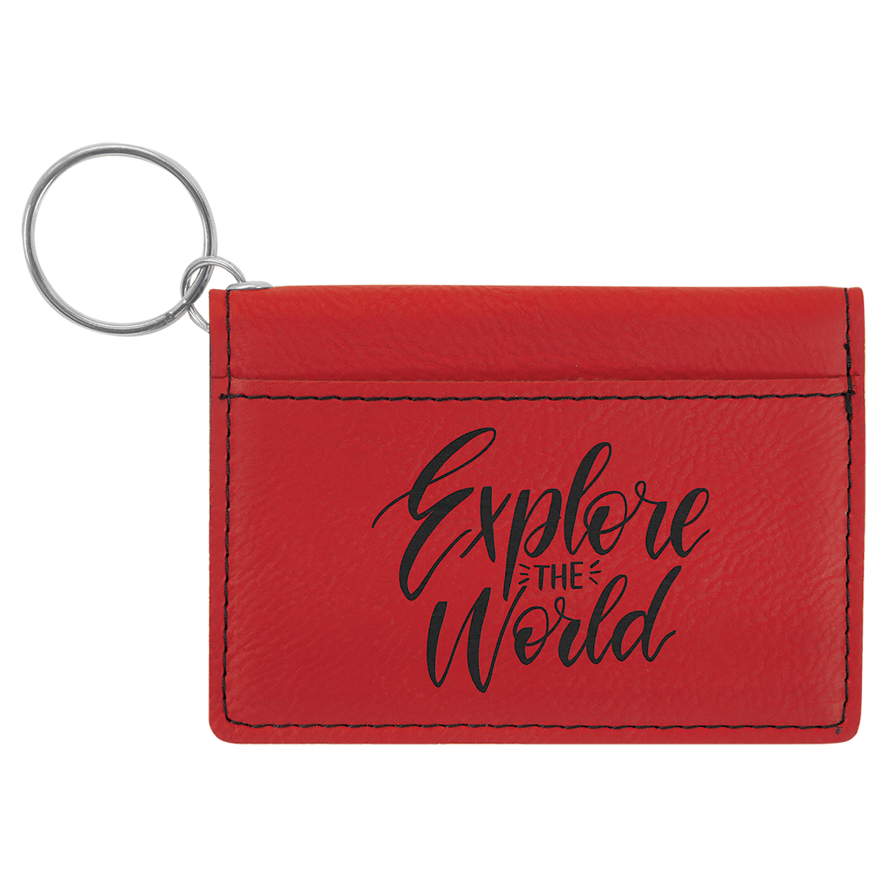 4 1/4" x 3" Rawhide Laserable Leatherette Keychain ID Holder