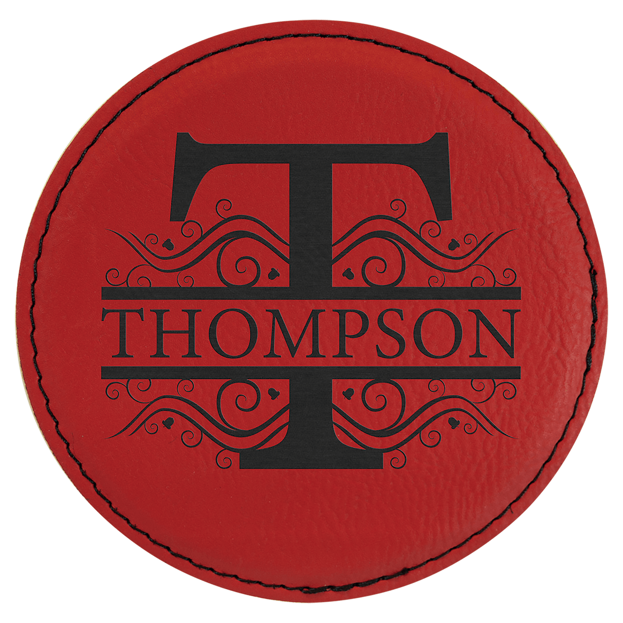 4" Round Teal Laserable Leatherette Coaster