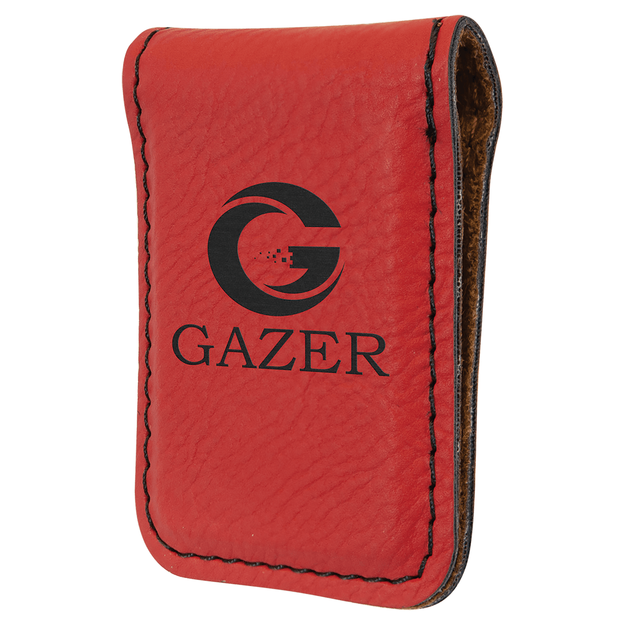 1 3/4" x 2 1/2" Bamboo Laserable Leatherette Money Clip