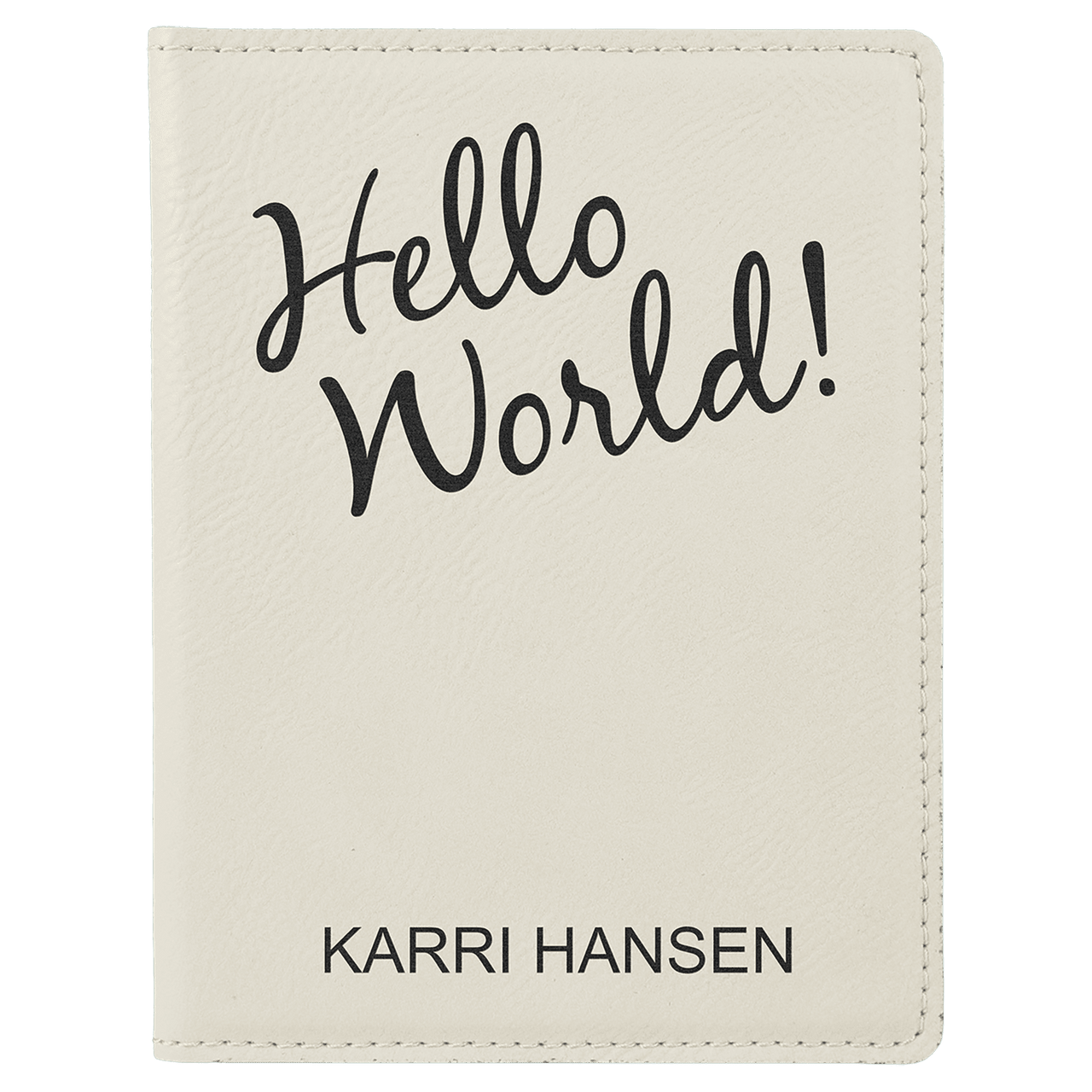 4 1/4" x 5 1/2" Black/Silver Laserable Leatherette Passport Holder
