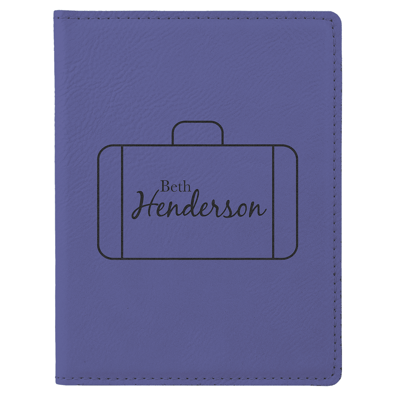 4 1/4" x 5 1/2" Black/Silver Laserable Leatherette Passport Holder