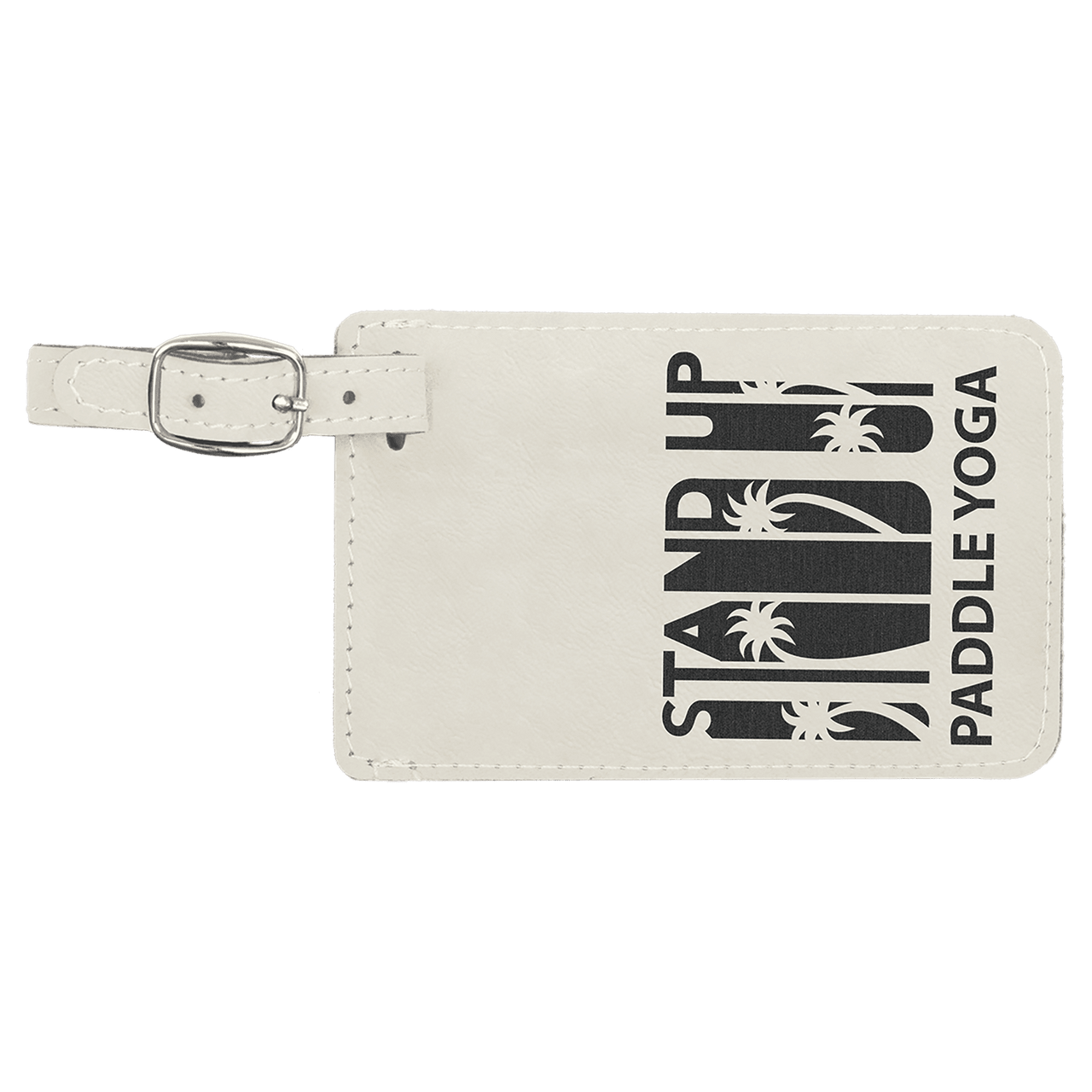 4 1/4" x 2 3/4" Gray Laserable Leatherette Luggage Tag