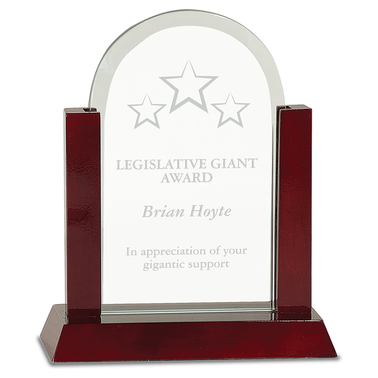 7" Gateway Jade Dome Glass Award with Rosewood Finish Base