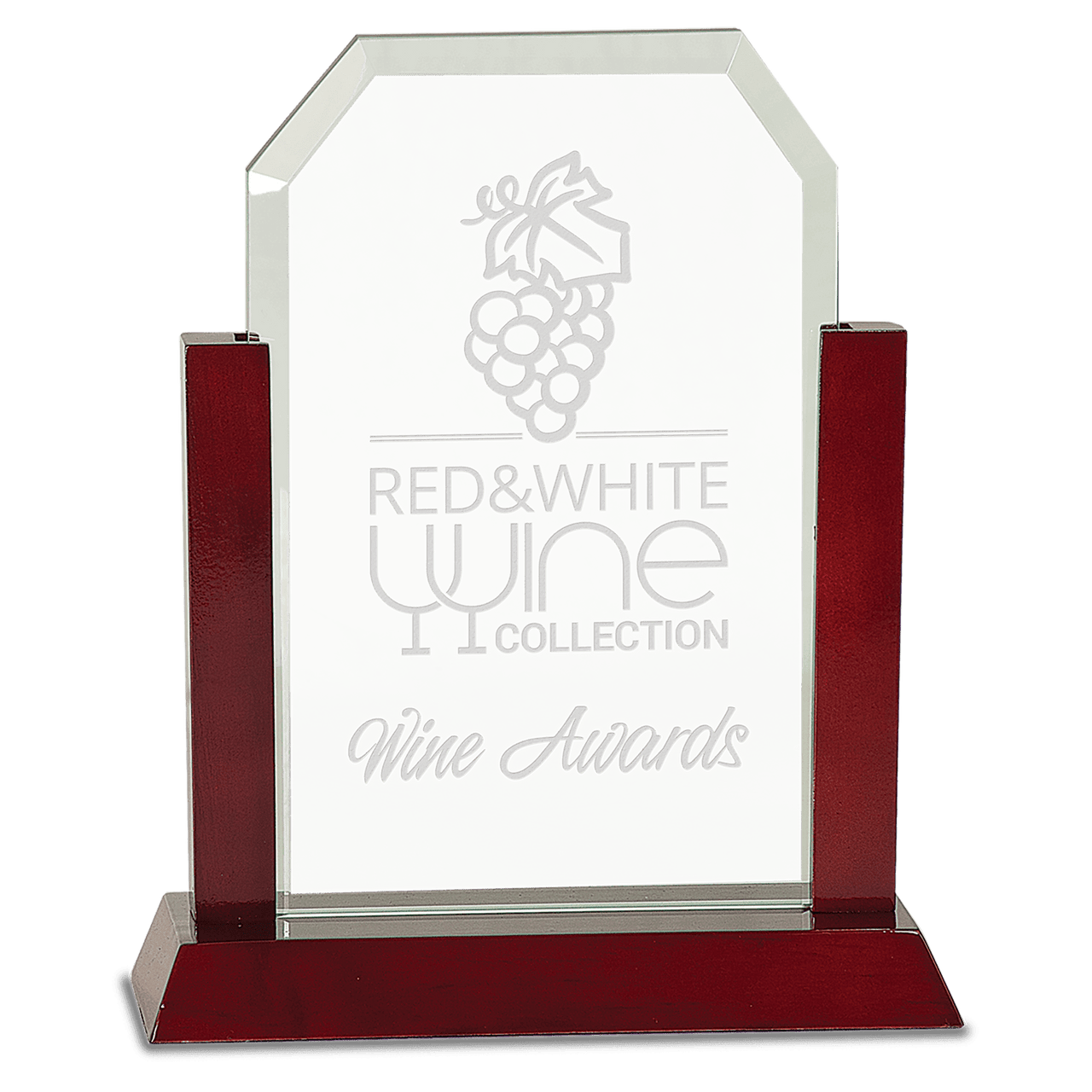 8" Gateway Jade Clip Corner Glass Award with Rosewood Finish Base