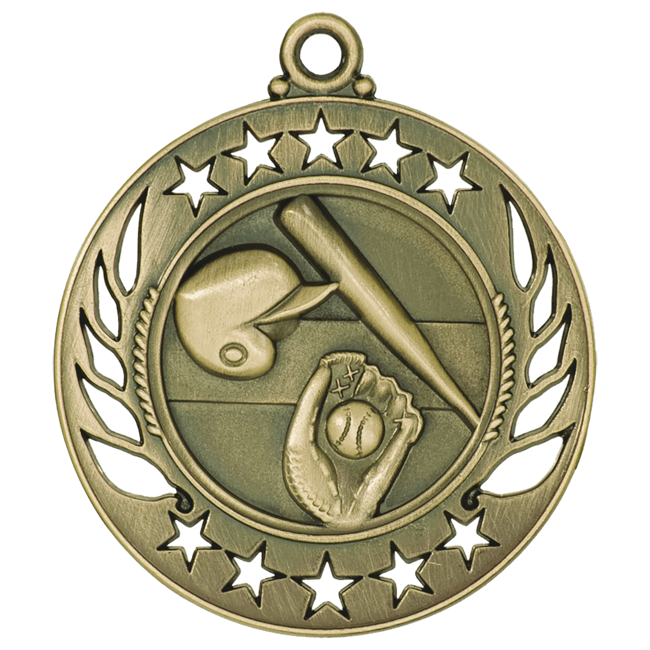2 1/4" Antique Gold Baseball/Softball Galaxy Medal