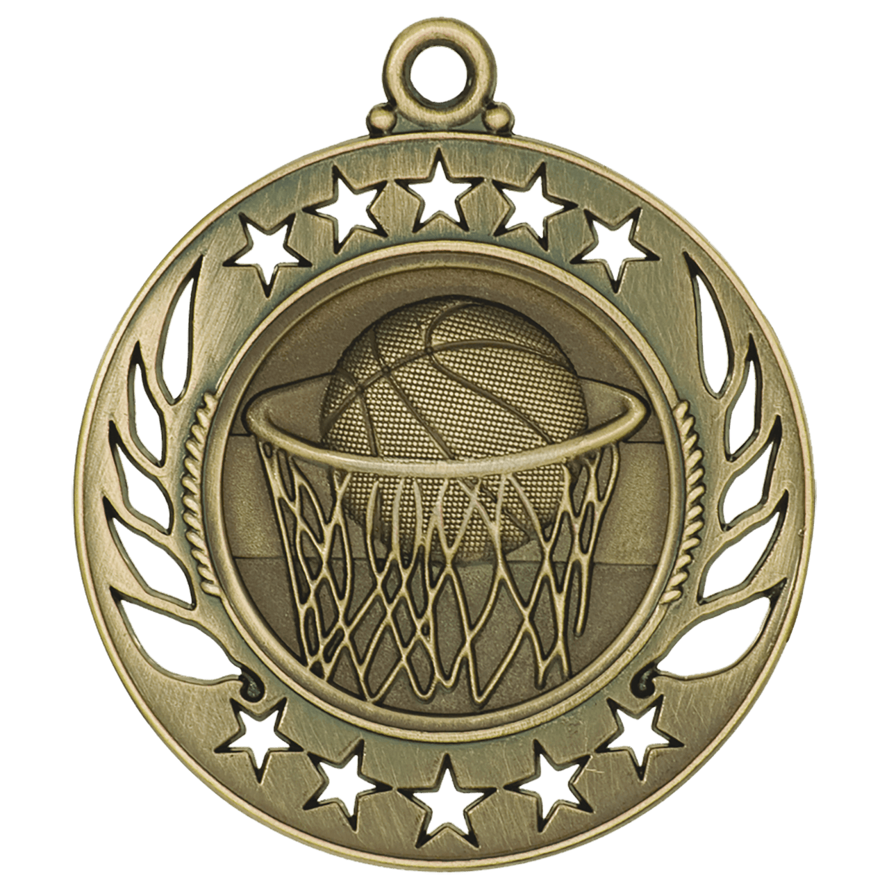 2 1/4" Antique Gold Basketball Galaxy Medal