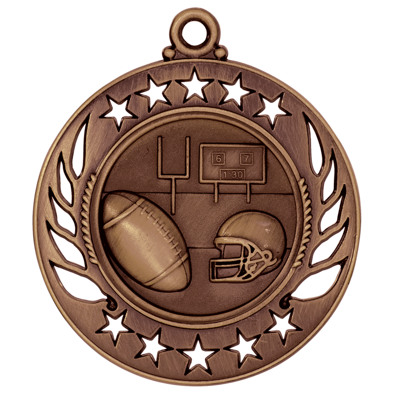 2 1/4" Antique Silver Football Galaxy Medal