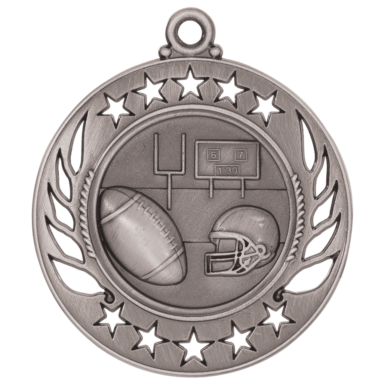 2 1/4" Antique Silver Football Galaxy Medal