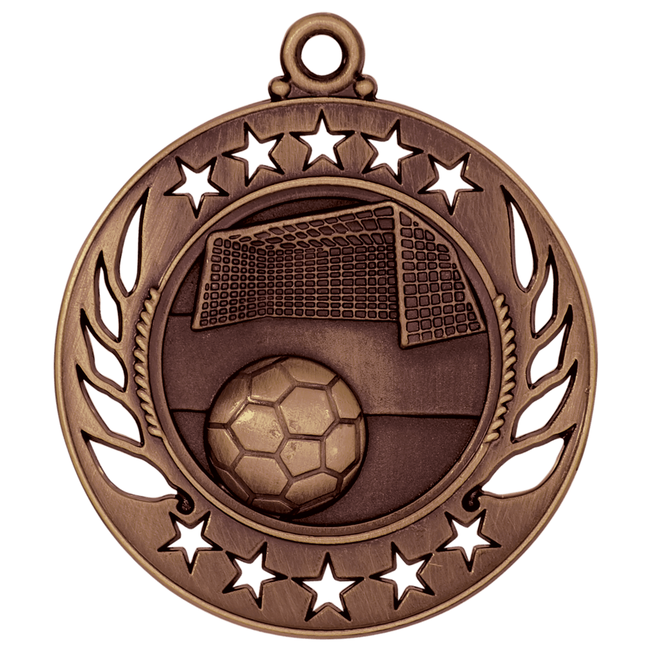 2 1/4" Antique Gold Soccer Galaxy Medal