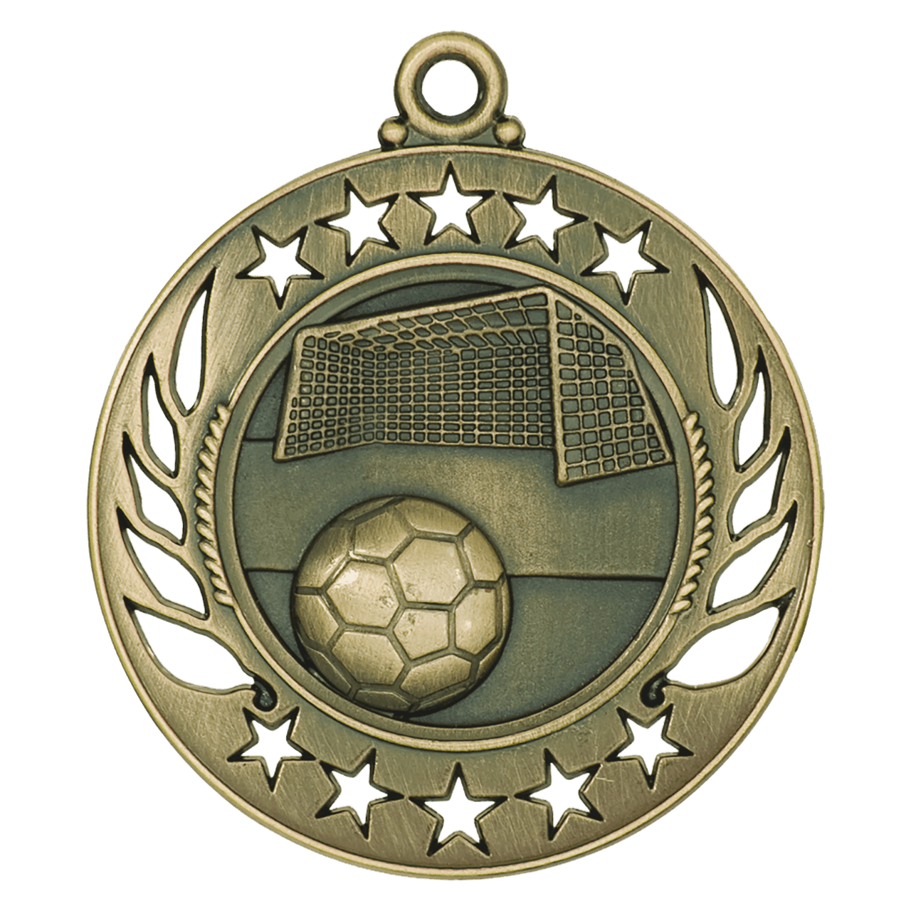 2 1/4" Antique Gold Soccer Galaxy Medal
