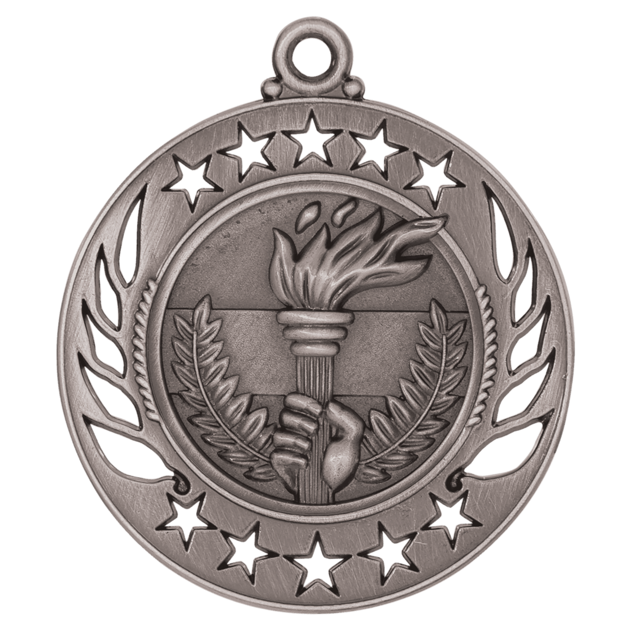 2 1/4" Antique Silver Torch Galaxy Medal