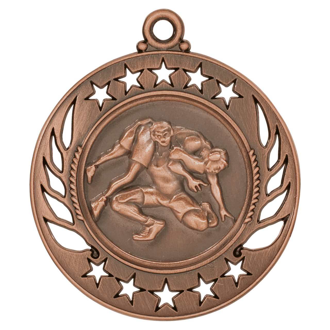2 1/4" Antique Silver Wrestling Galaxy Medal