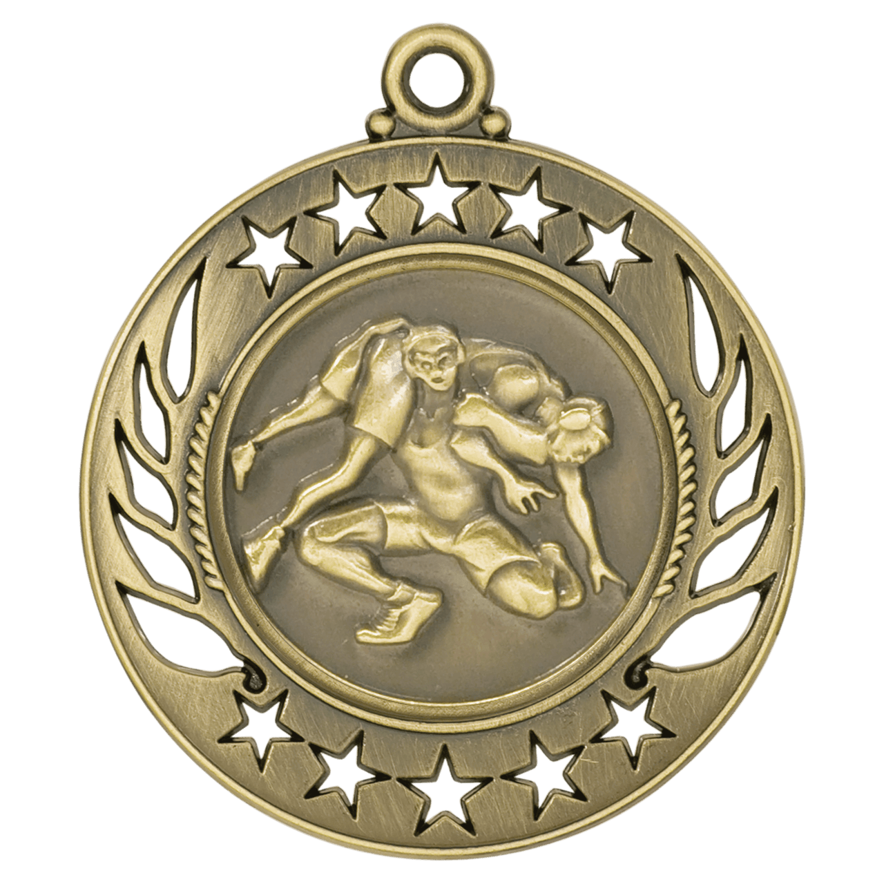 2 1/4" Antique Silver Wrestling Galaxy Medal