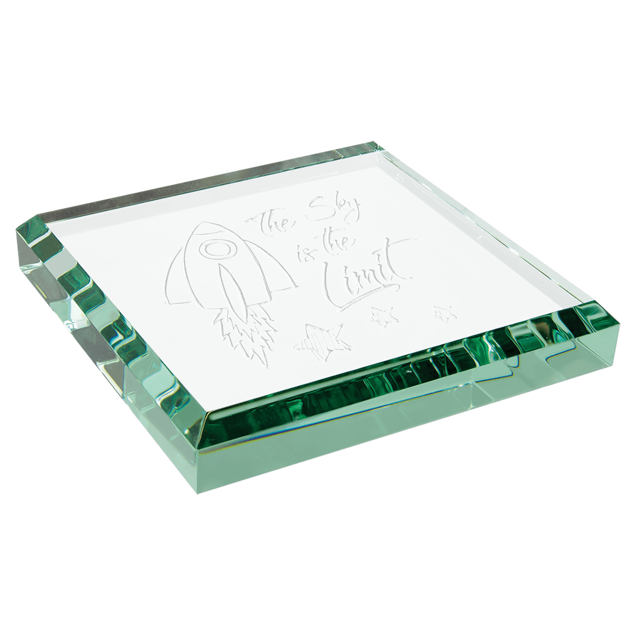 4" x 2 1/2" x 1/2" Jade Glass Paperweight