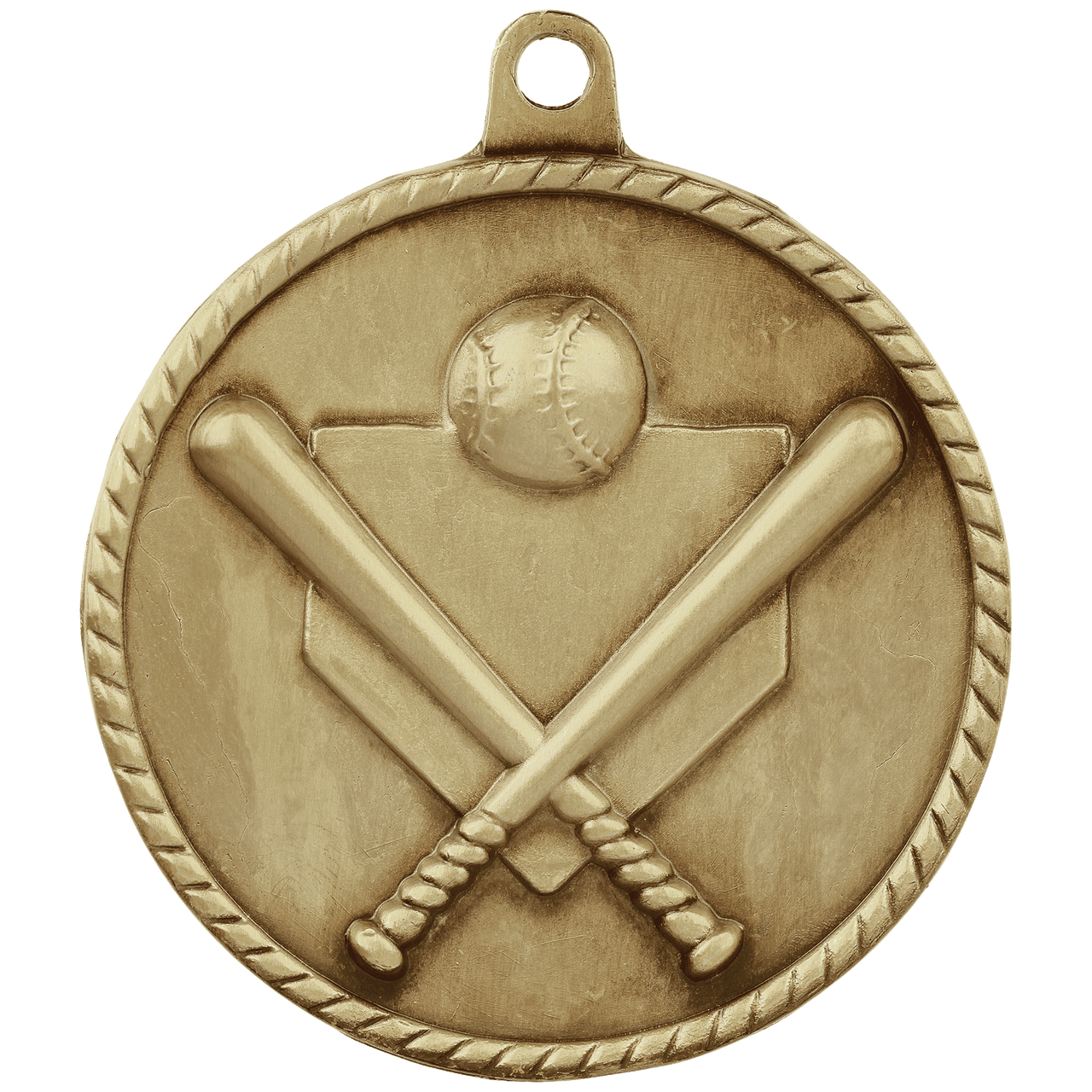 2" Antique Bronze Baseball/Softball High Relief Medal