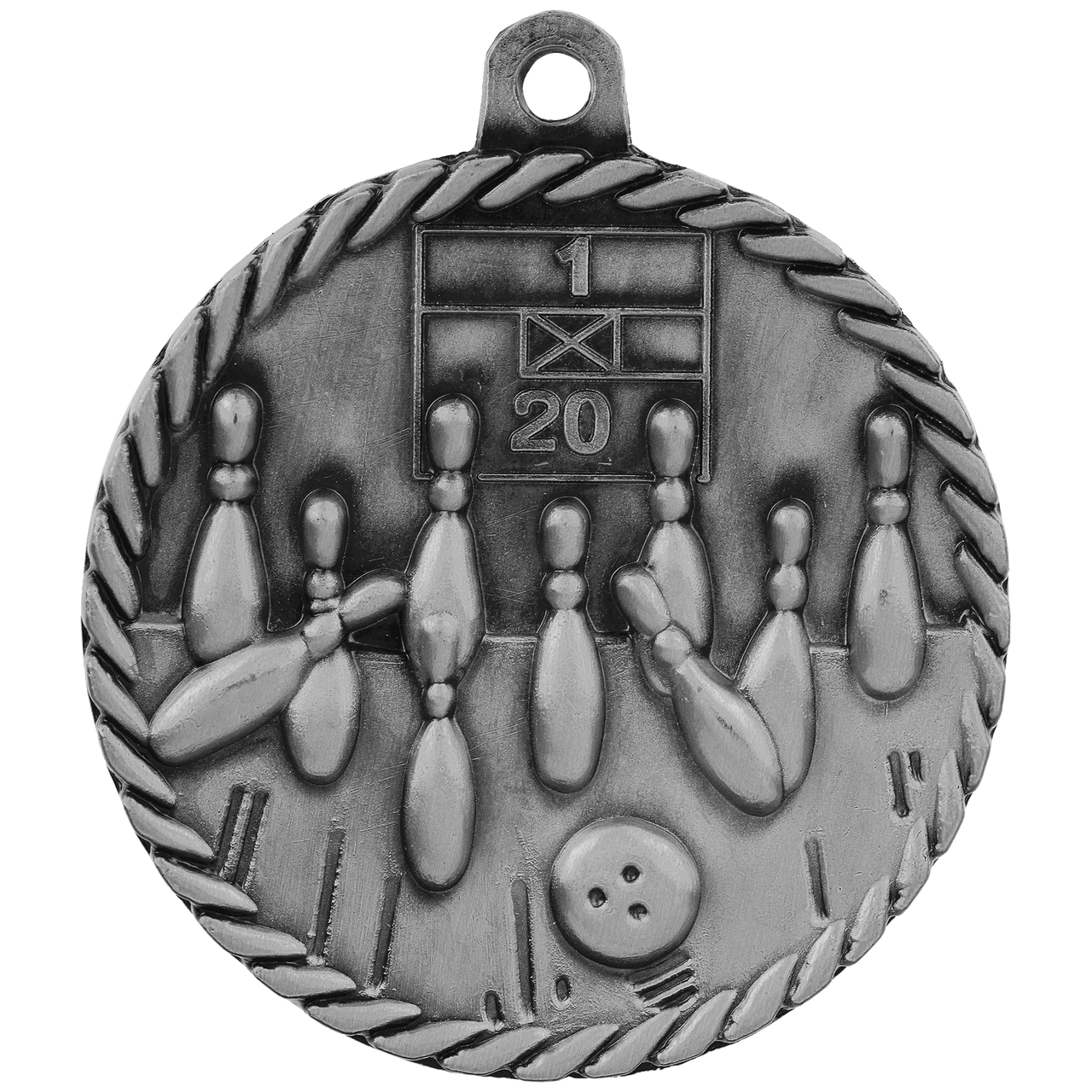 2" Antique Gold Bowling High Relief Medal