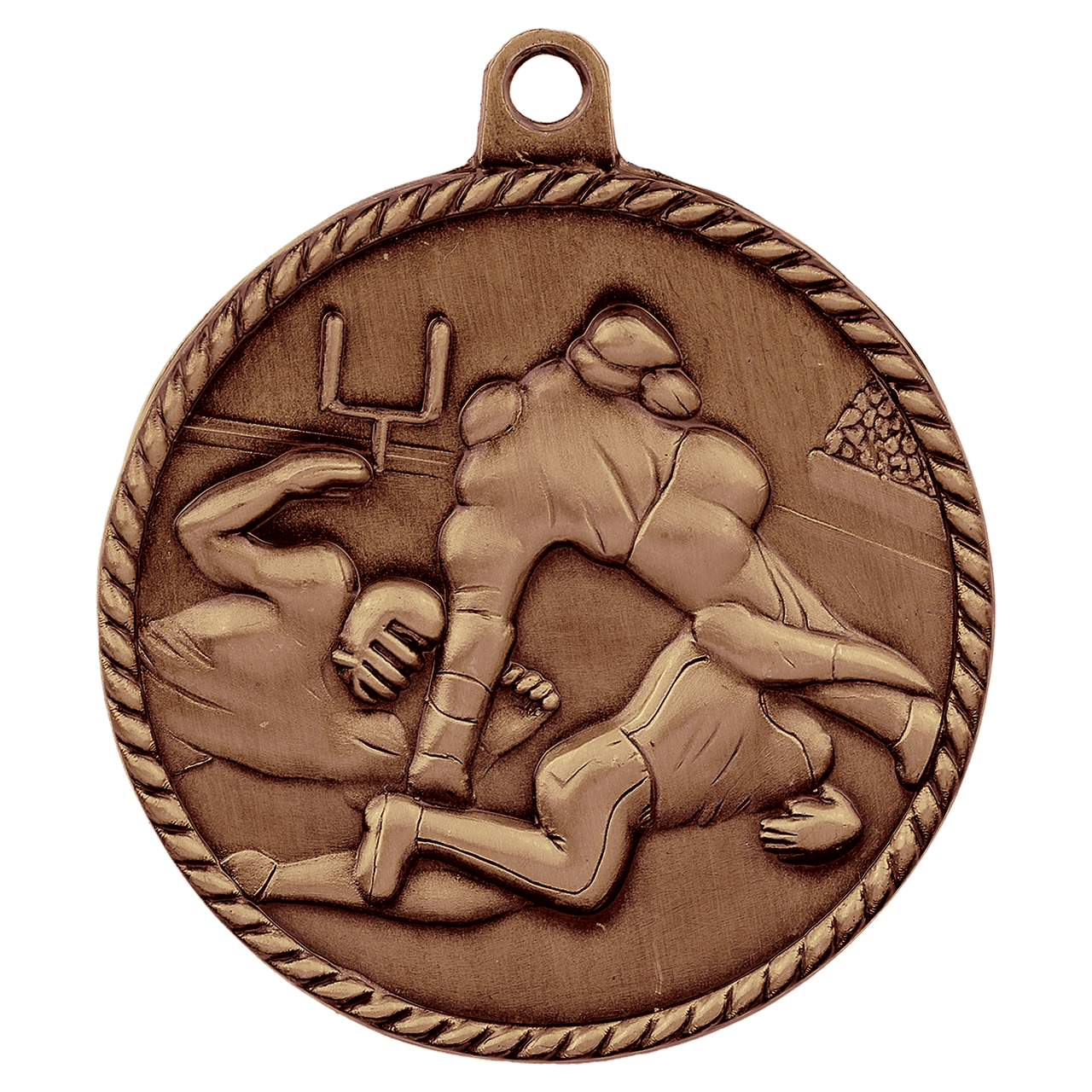 2" Antique Bronze Football High Relief Medal