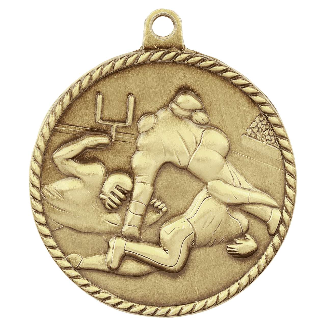 2" Antique Bronze Football High Relief Medal