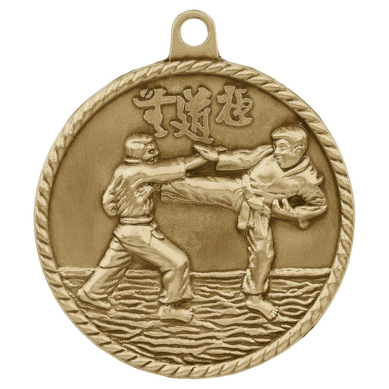 2" Antique Gold Martial Arts High Relief Medal