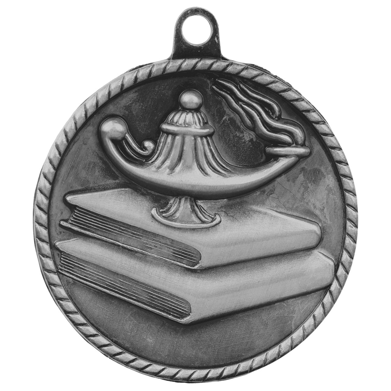 2" Antique Gold Lamp of Knowledge High Relief Medal