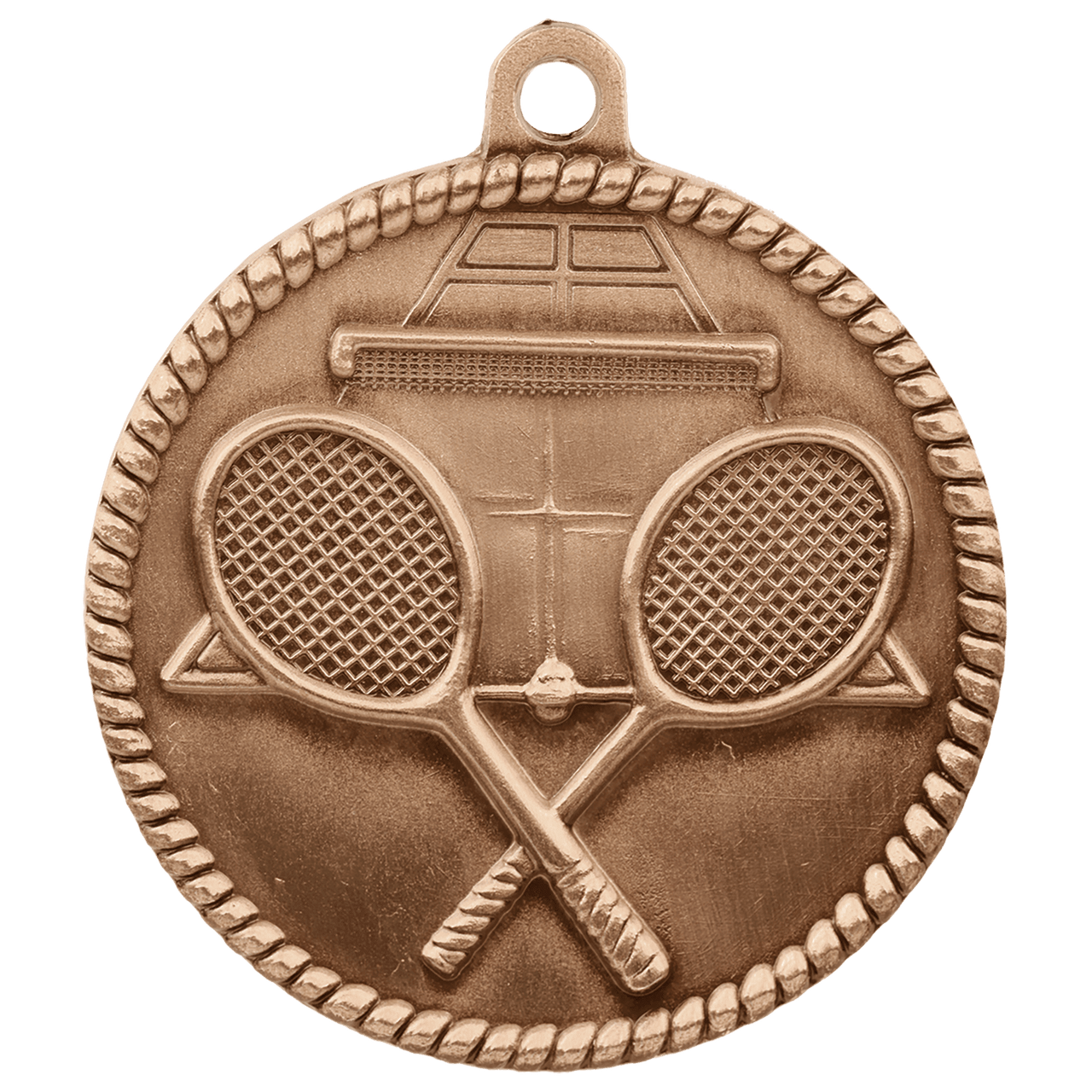 2" Antique Silver Tennis High Relief Medal
