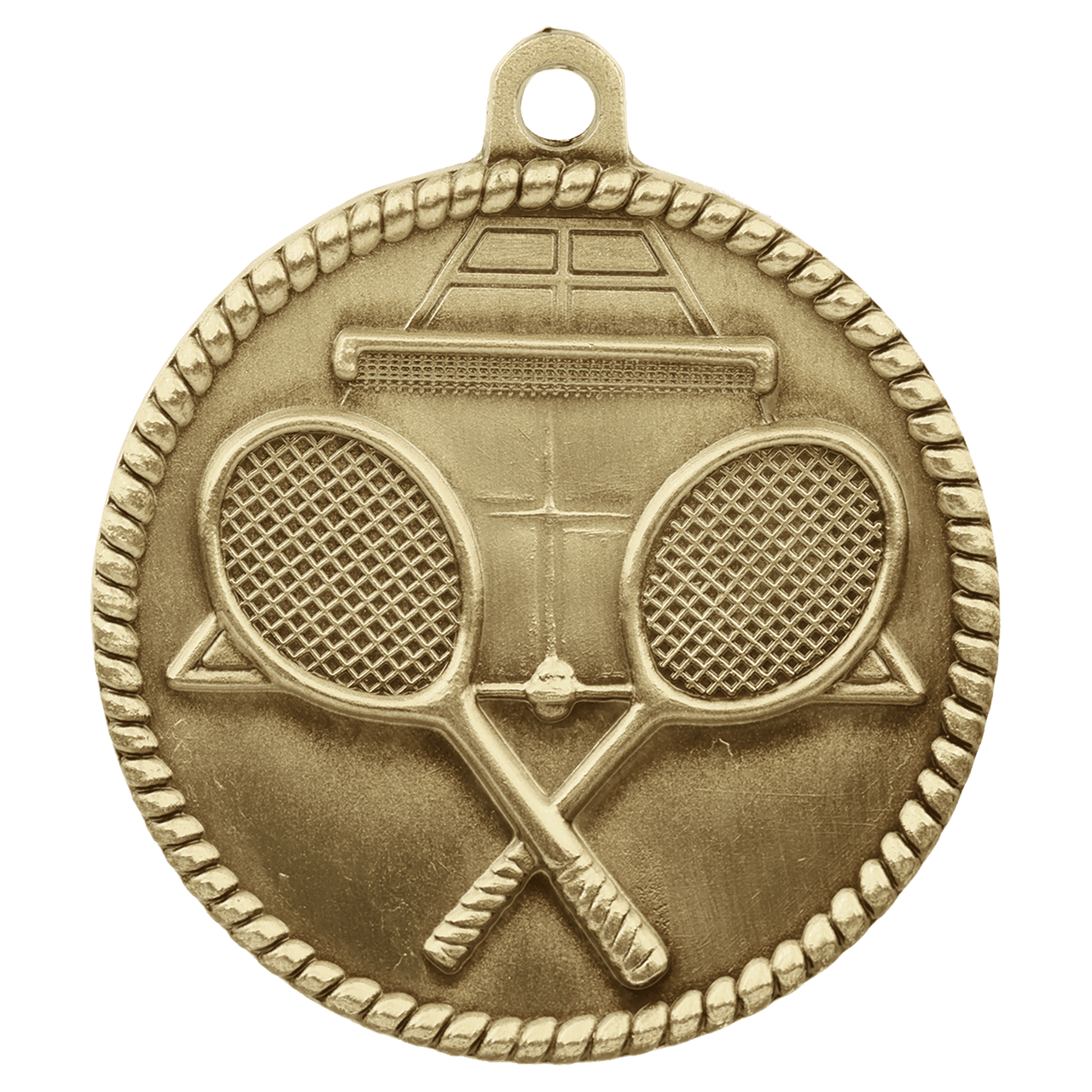 2" Antique Silver Tennis High Relief Medal