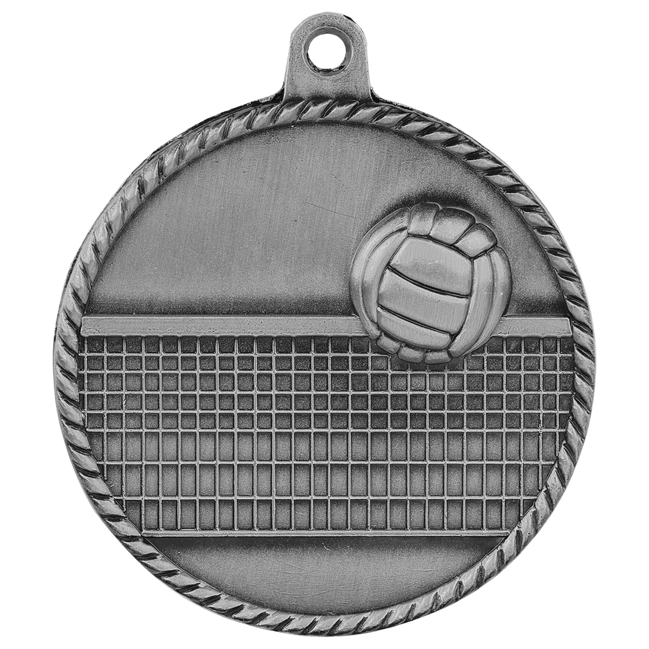 2" Antique Silver Volleyball High Relief Medal