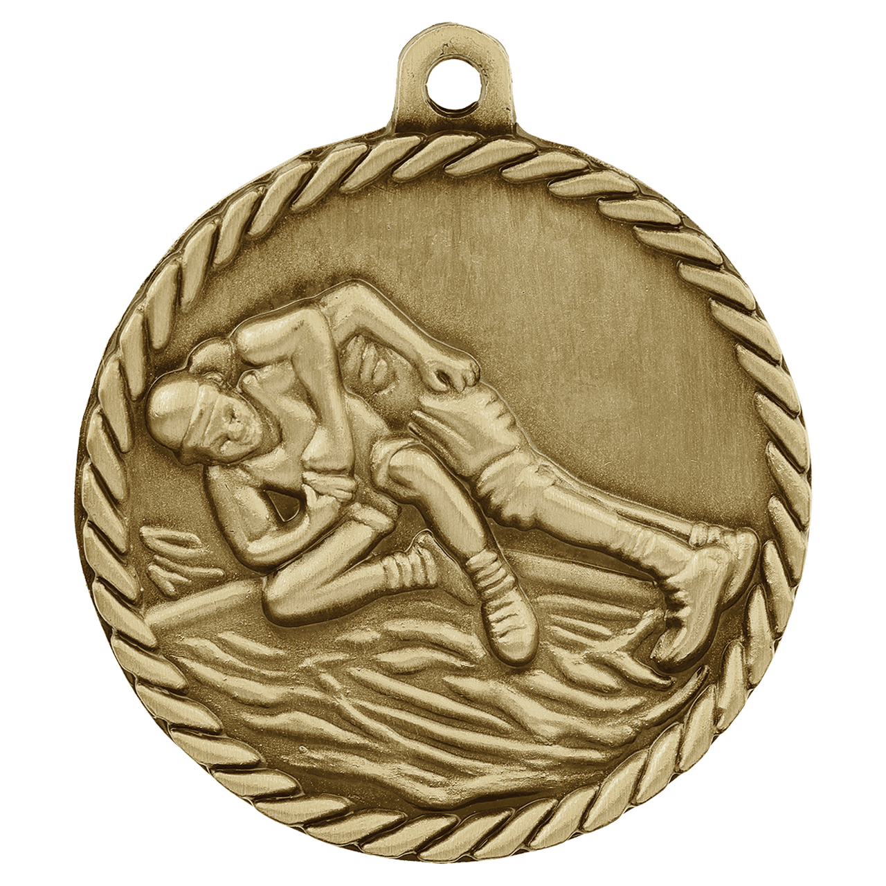 2" Antique Gold Wrestling High Relief Medal