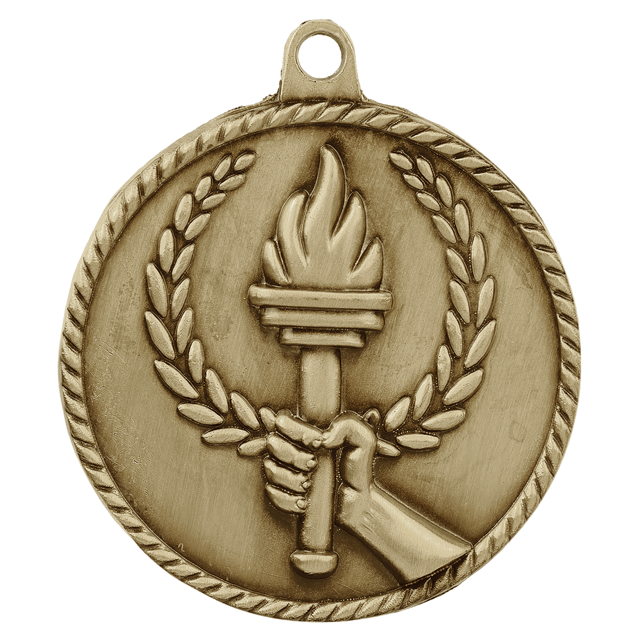 2" Antique Bronze Torch High Relief Medal