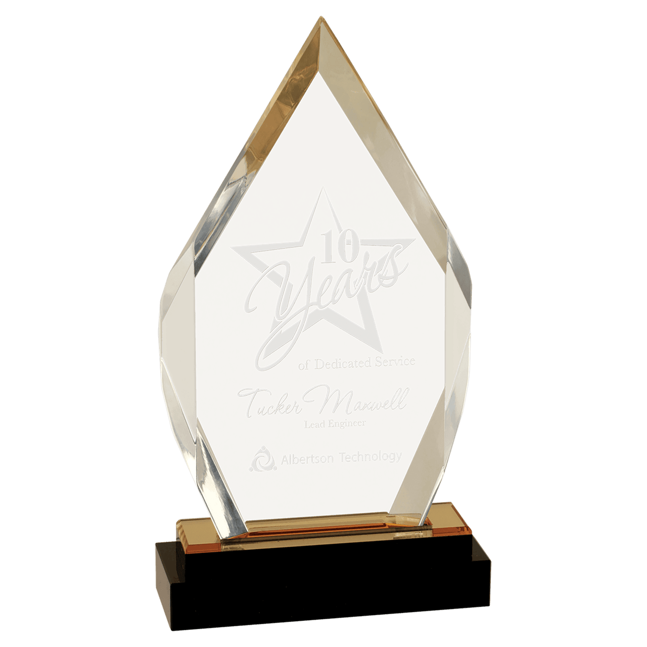 9" Gold Fusion Diamond Impress Acrylic with Black Glass Base