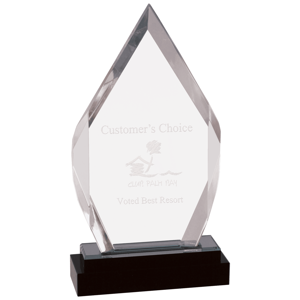 9" Silver Fusion Diamond Impress Acrylic with Black Glass Base