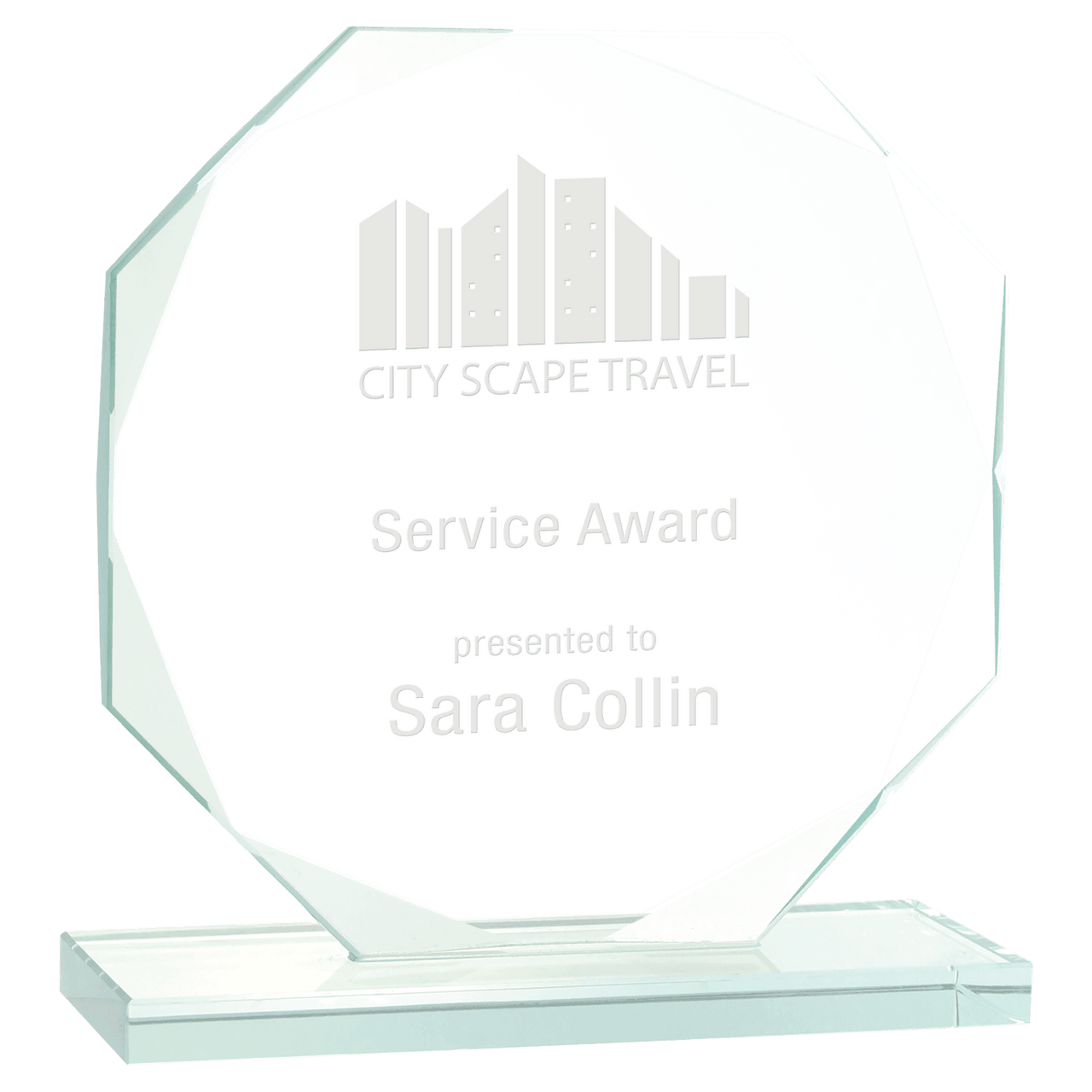 6" Octagon Jade Glass Award
