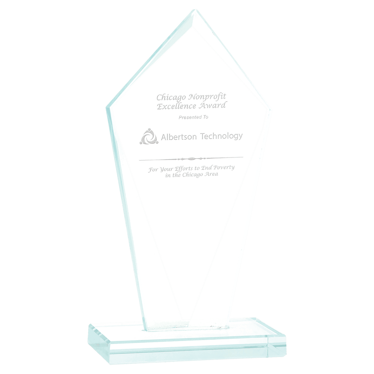 8 1/2" Diamond Jade Glass Award