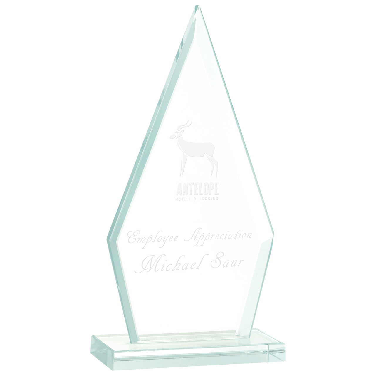 6 3/4" Triangle Jade Glass Award