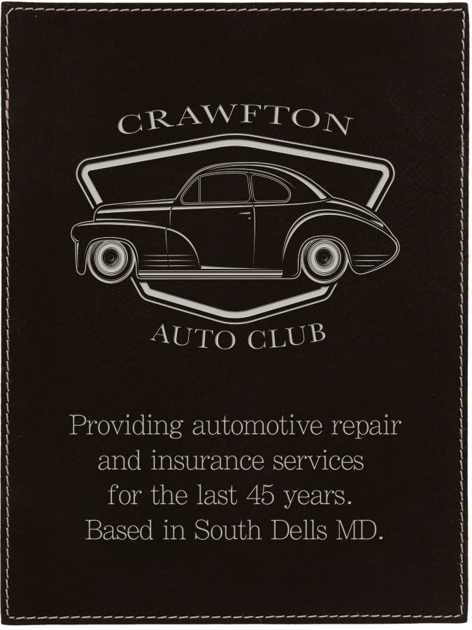 6" x 8" Black/Silver Leatherette Plaque Plate