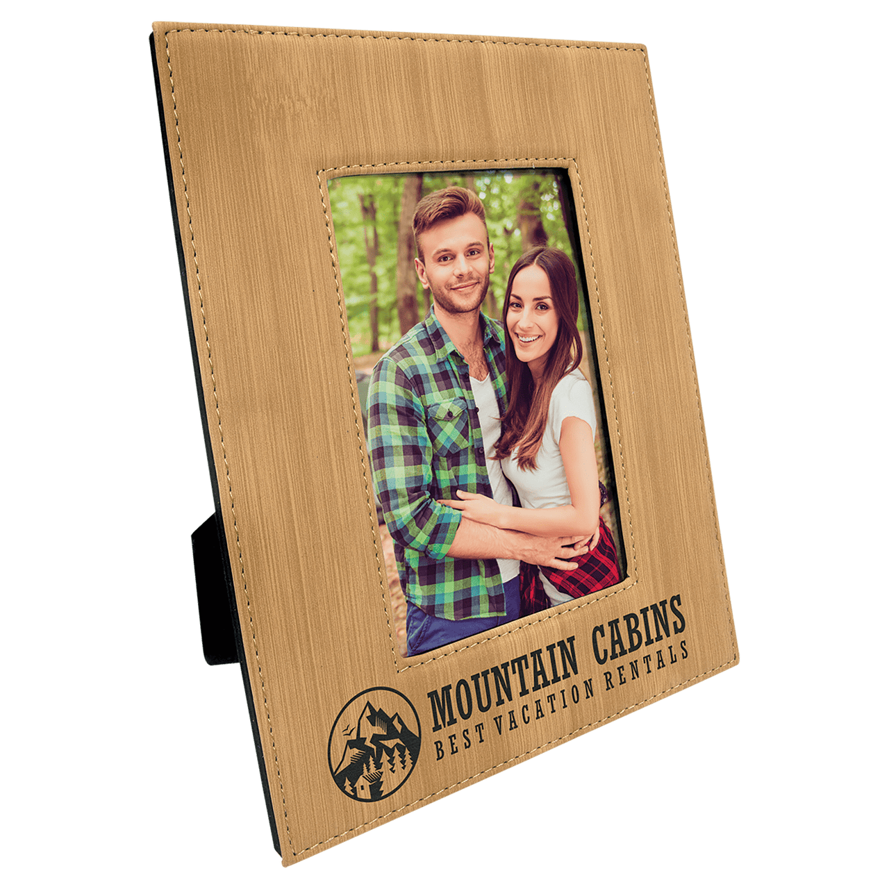 4" x 6" Dark Brown Laserable Leatherette Photo Frame