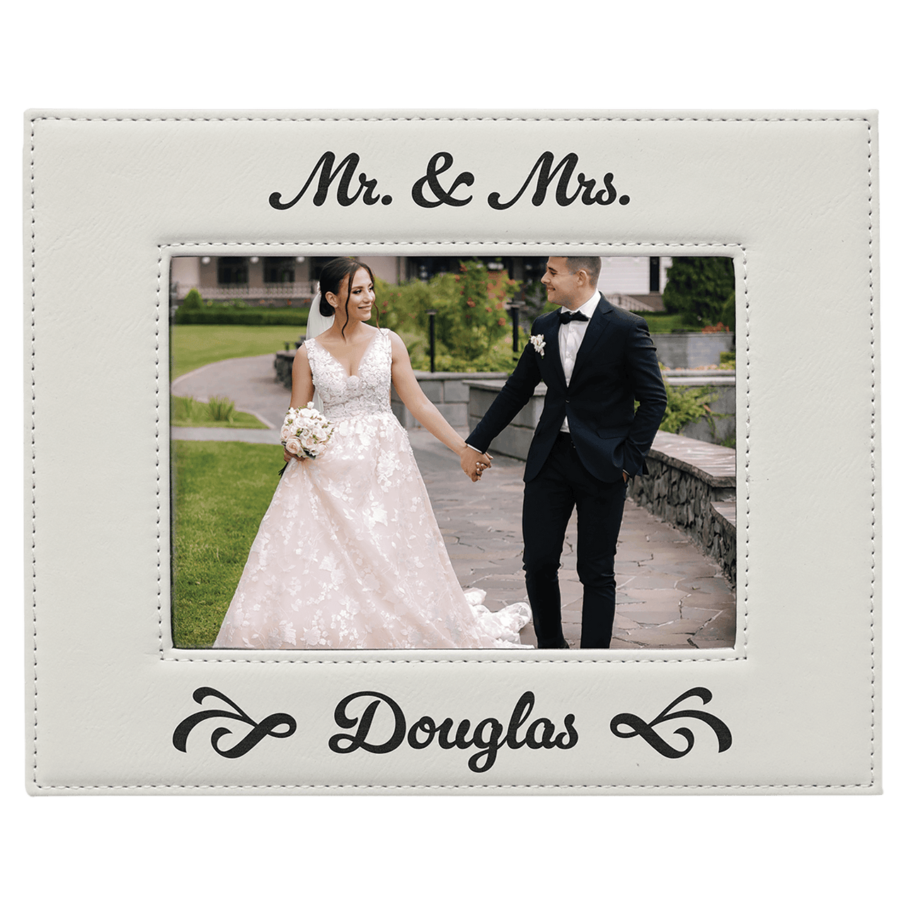 5" x 7" Gray Laserable Leatherette Photo Frame