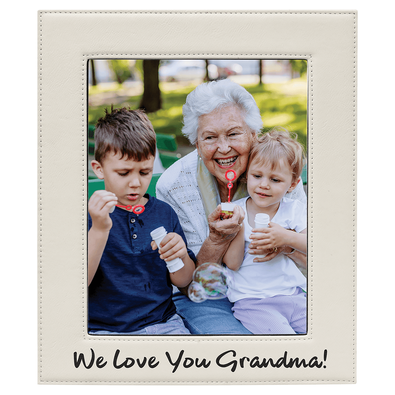 8" x 10" White Laserable Leatherette Photo Frame