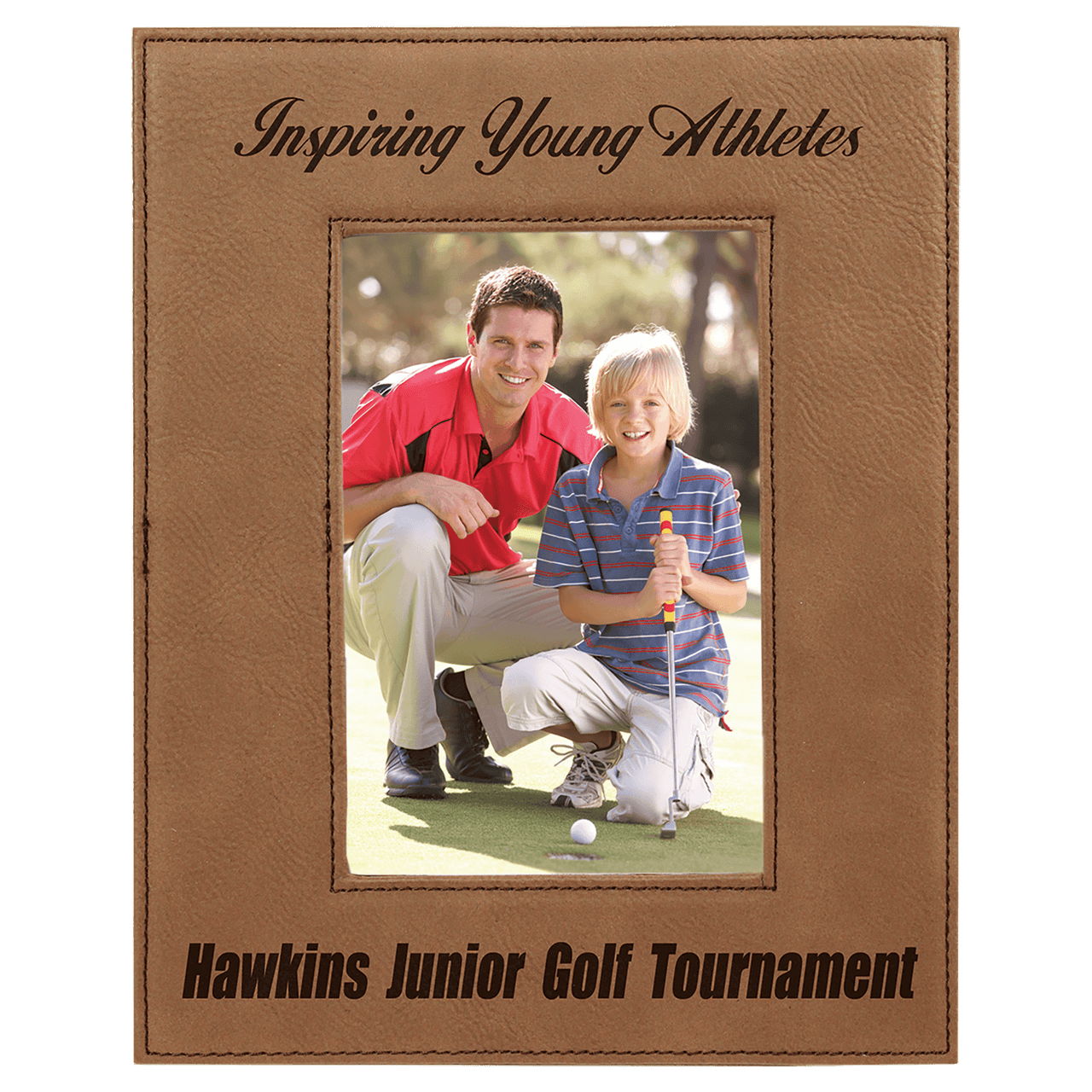 4" x 6" Dark Brown Laserable Leatherette Photo Frame