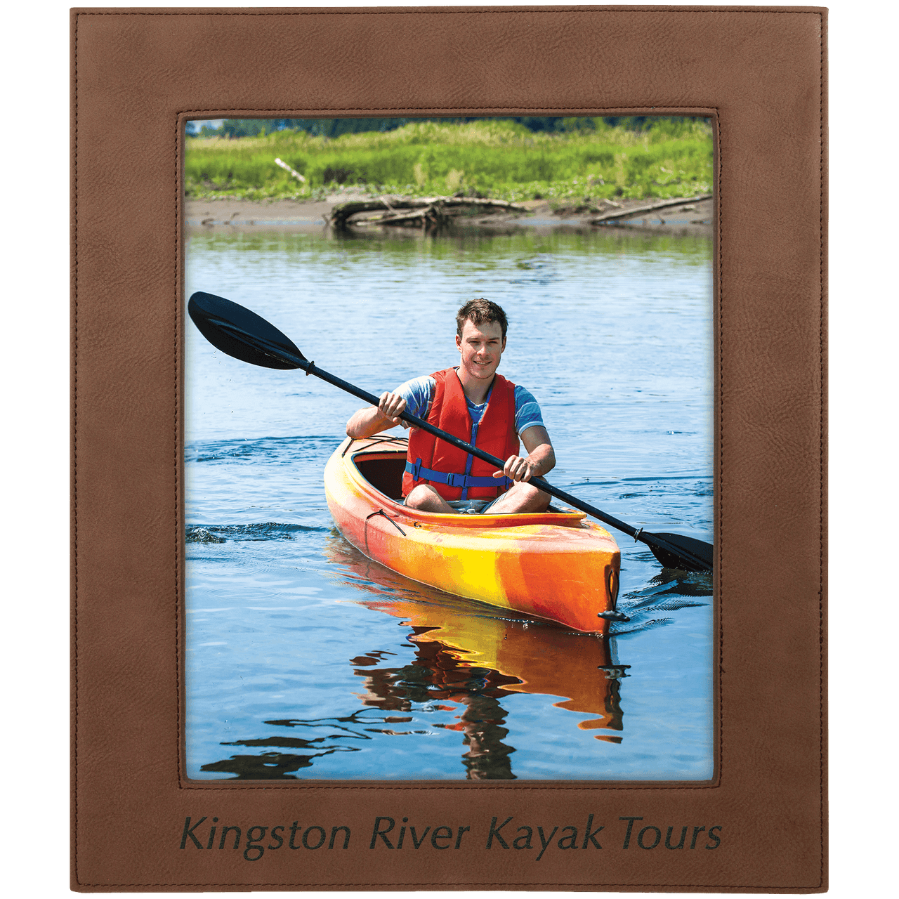 8" x 10" Rawhide Laserable Leatherette Photo Frame