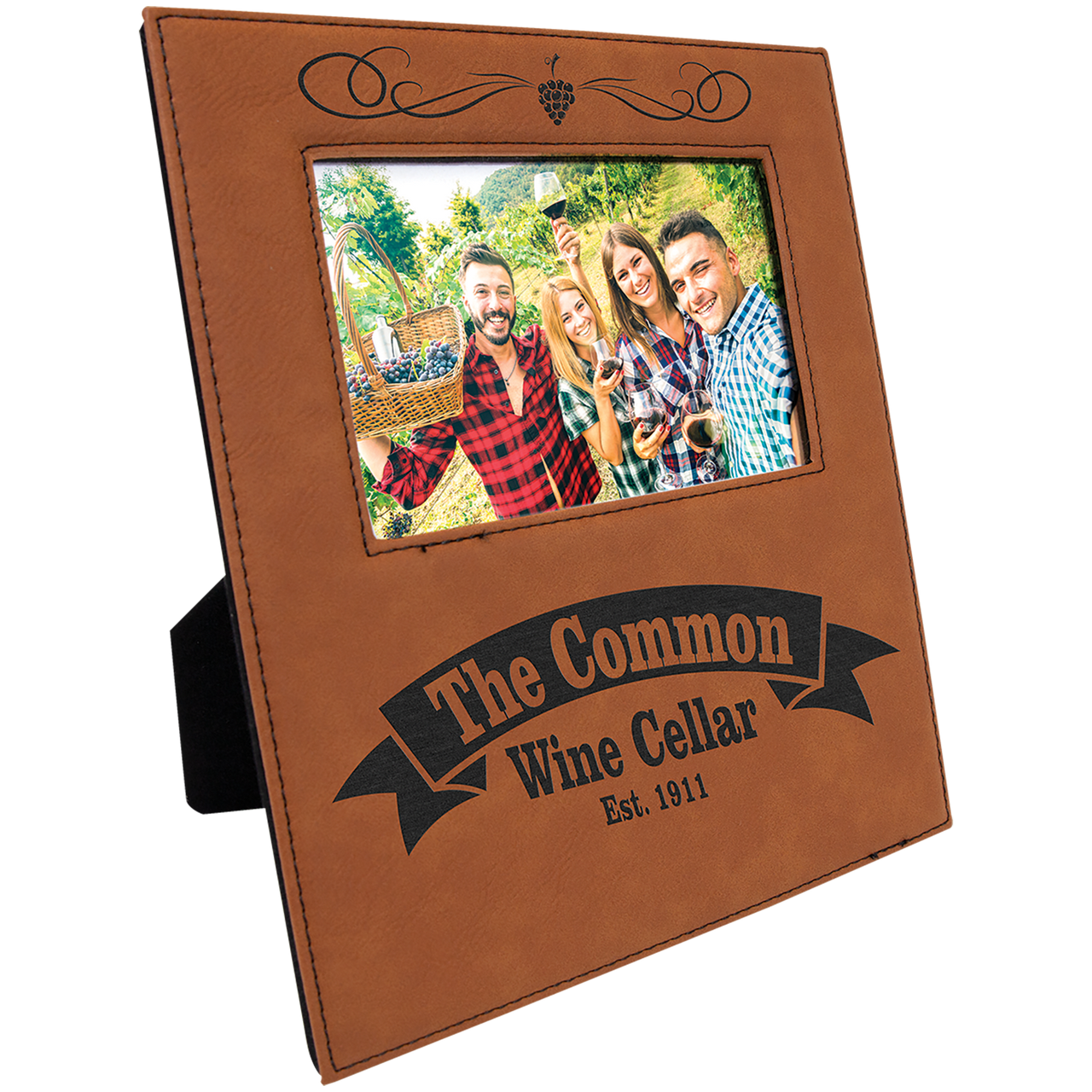 4" x 6" Dark Brown Laserable Leatherette Photo Frame