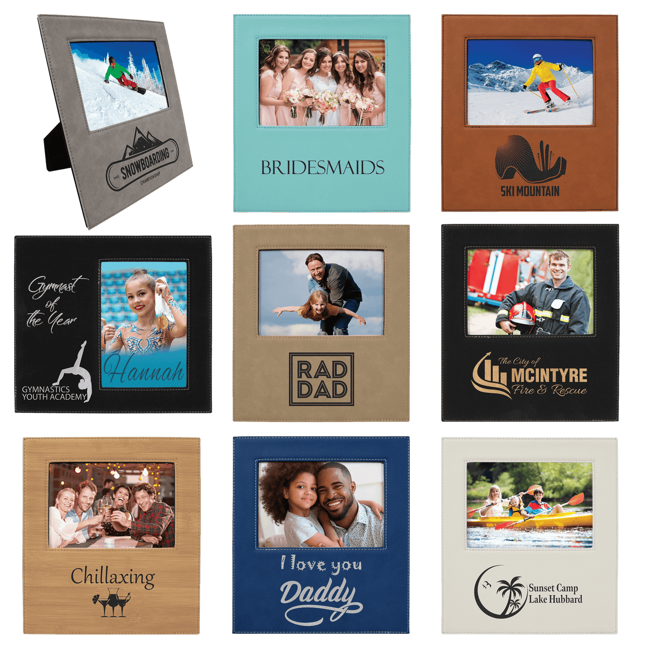 5" x 7" Gray Laserable Leatherette Photo Frame