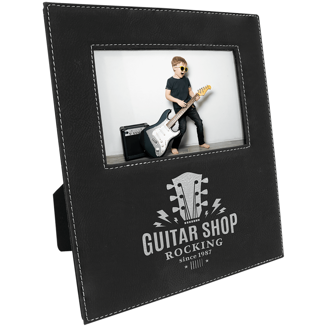 4" x 6" Dark Brown Laserable Leatherette Photo Frame